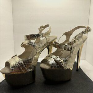 ELLIE STILETTO 6" GOLD 309-PYTHON SIZE 9